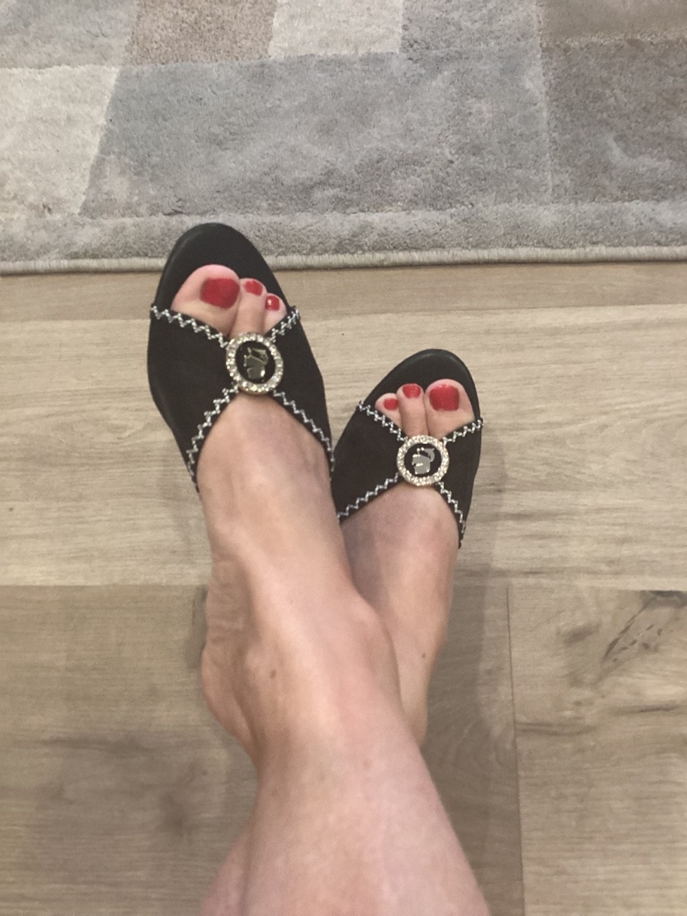 Karl Lagerfeld Paris Decklyn Open Toe Kitten Heel Embellished Women Sz 7.5
